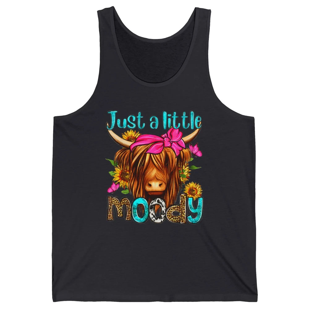 Just Little Moody Cute Western Highland Cow Heifer Sunflower Unisex Jersey Tank