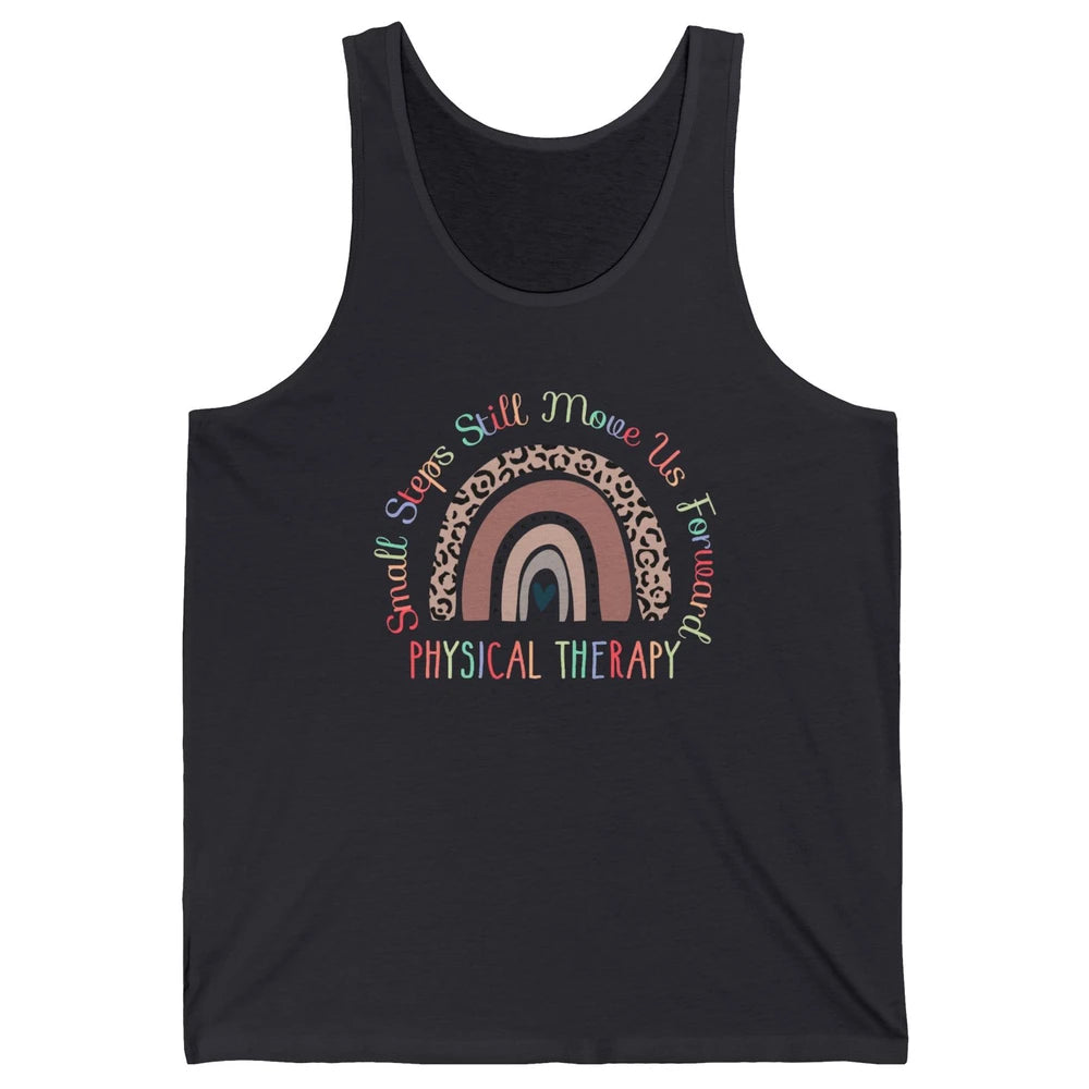 Physical Therapy Small Steps Move Us Forward Leopard Rainbow Unisex Jersey Tank