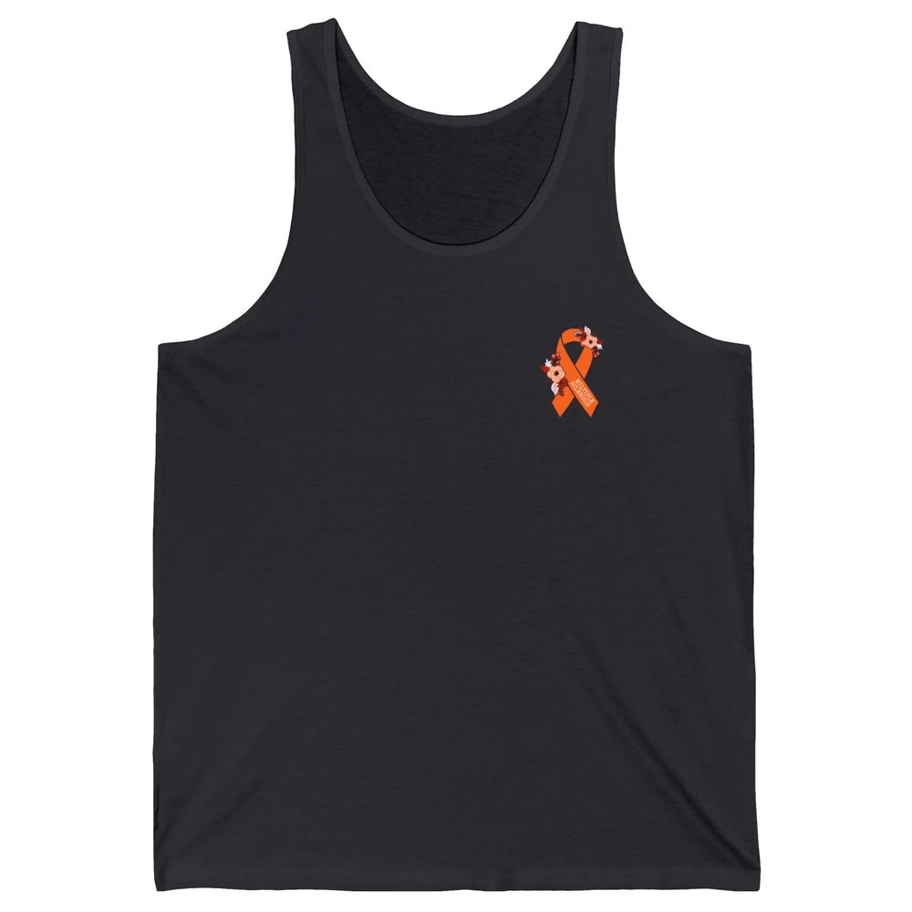 Multiple Sclerosis Awareness Floral Orange Ribbon Rainbow Unisex Jersey Tank