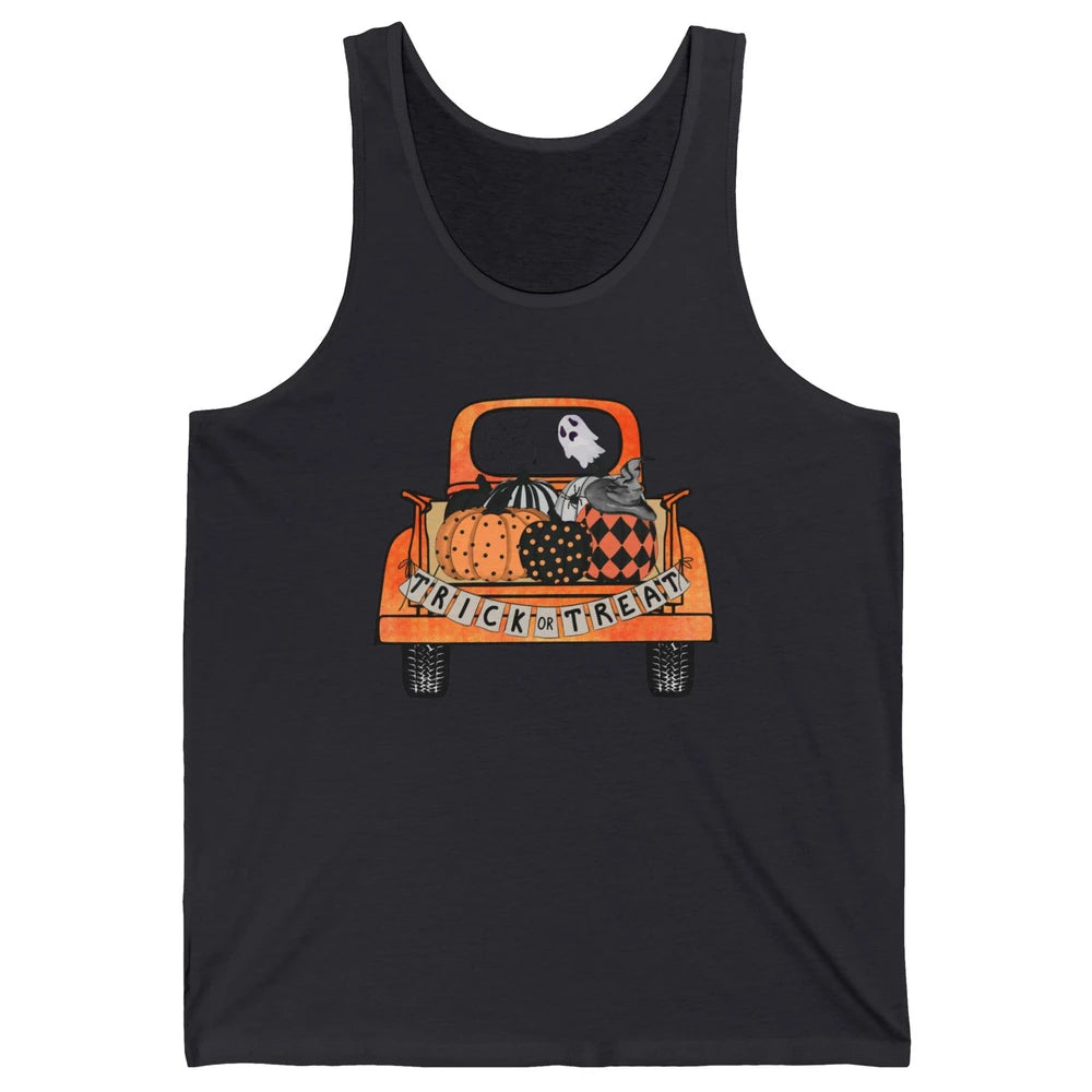 Retro Fall Pumpkin Truck Fall Halloween Trick Or Treat Gift Unisex Jersey Tank