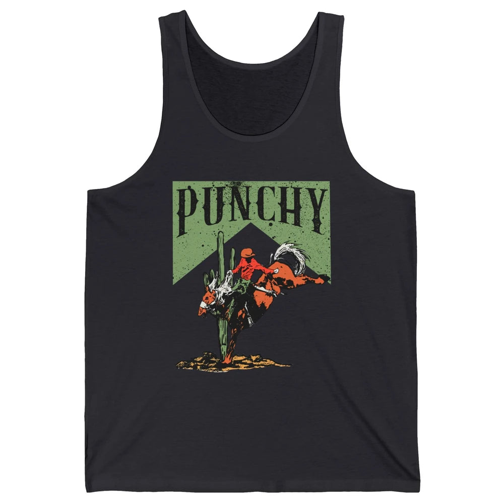 Retro Cowboy Rodeo Punchy Bucking Horse Western Country Unisex Jersey Tank