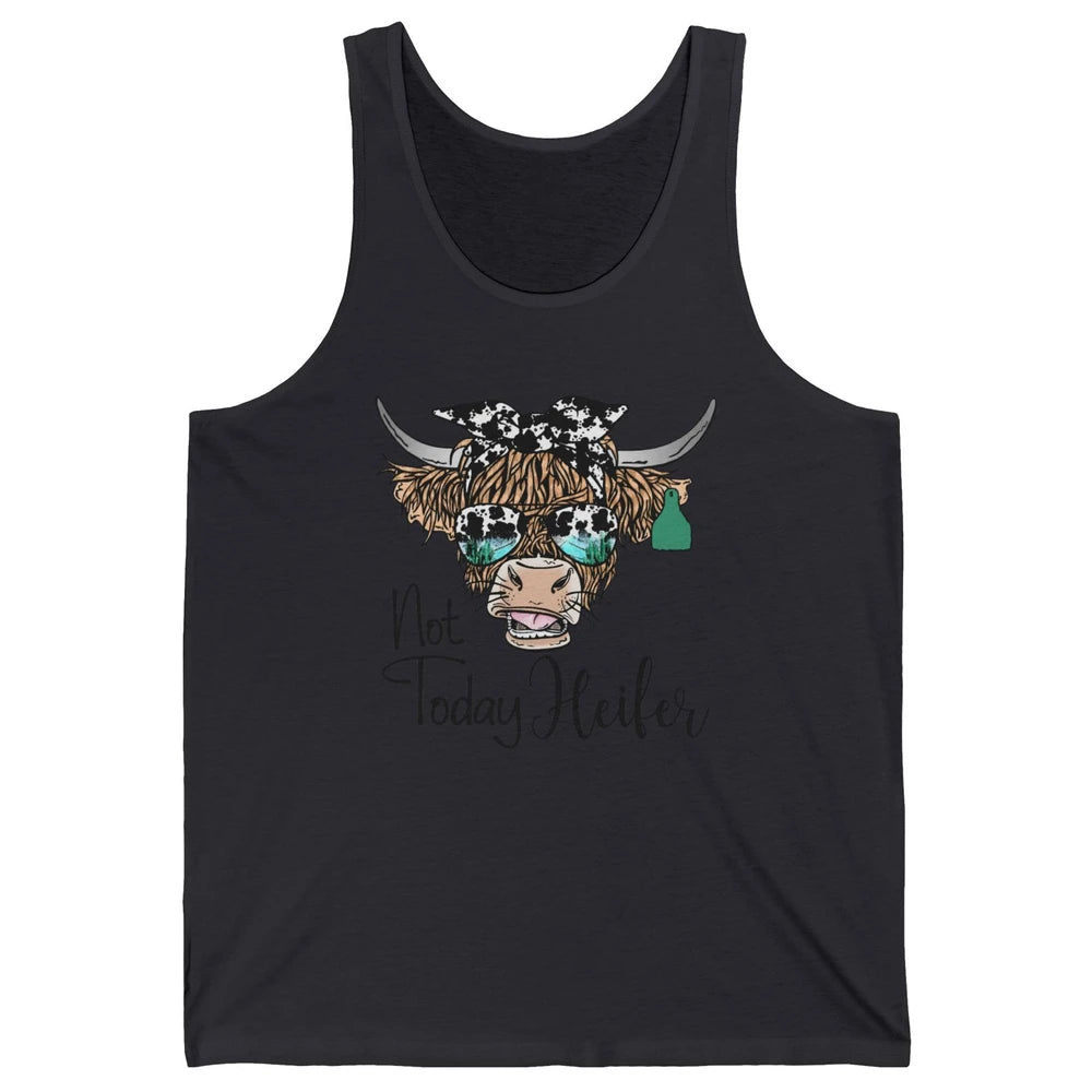 Highland Cow Bandana Cowhide Not Today Heifer Western Animal Unisex Jersey Tank