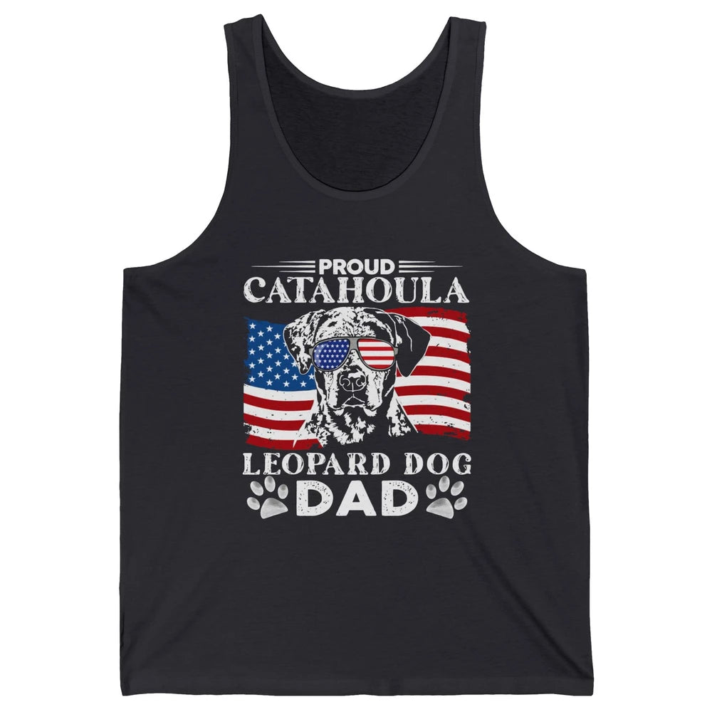 Proud Catahoula Leopard Dog Dad US Flag Patriotic 4th July Unisex Jersey Tank