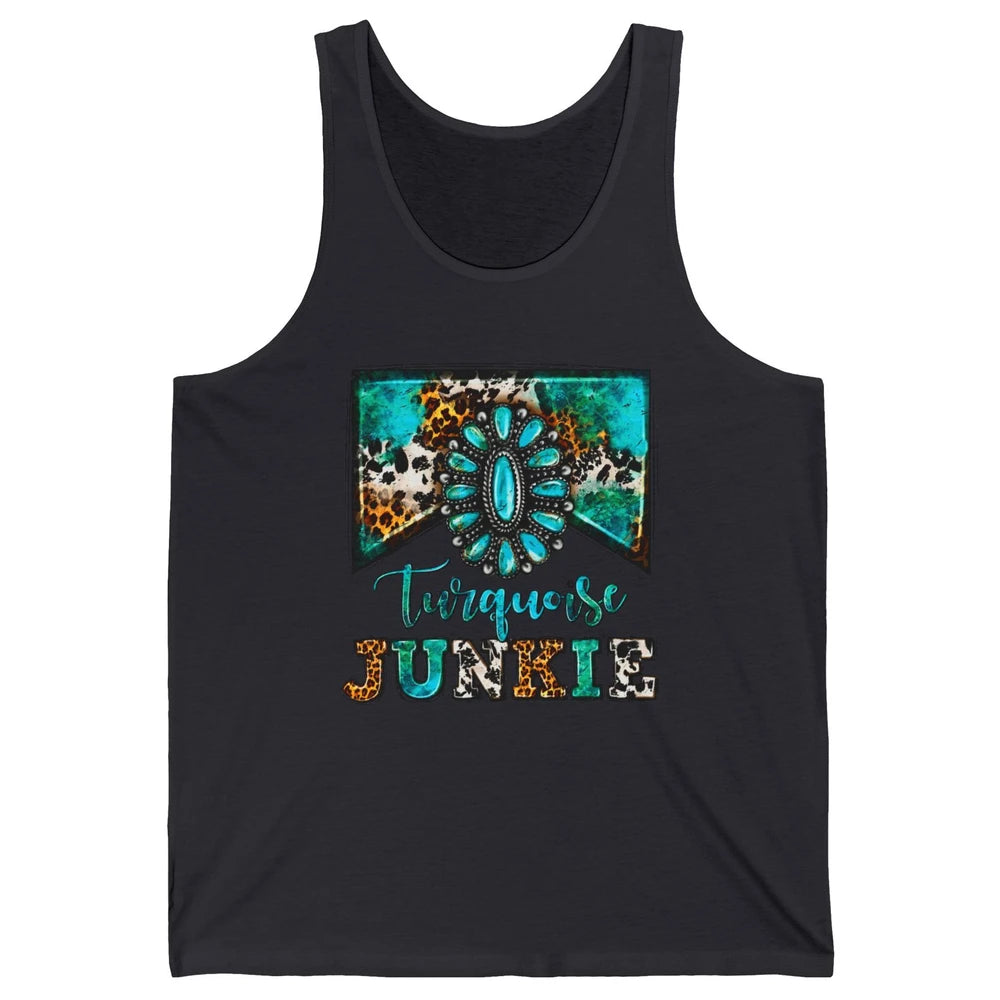 Retro Leopard Turquoise Junkie Gemstone Western Country Unisex Jersey Tank