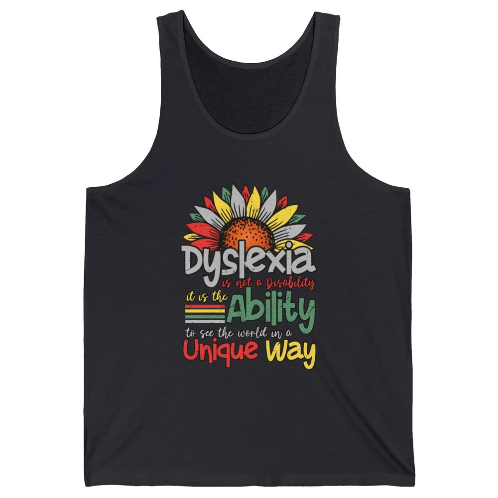 Retro Dyslexia A Different Ability Not Disability Sunflower Unisex Jersey Tank