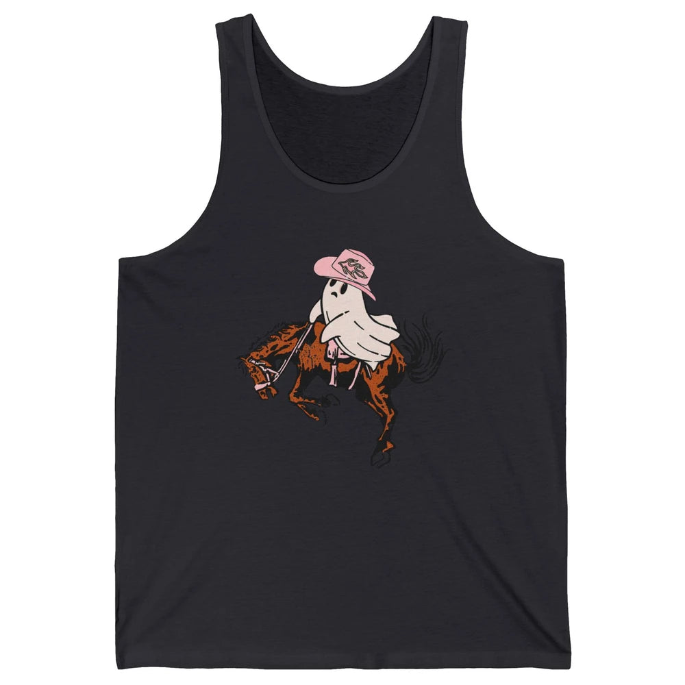 Funny Halloween Retro Cowboy Ghost Western Spooky Season Unisex Jersey Tank