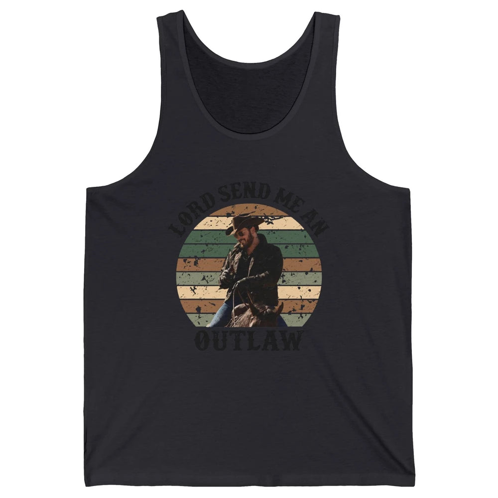 Retro Cowboy Horsing Lord Send Me An Outlaw Western Country Unisex Jersey Tank