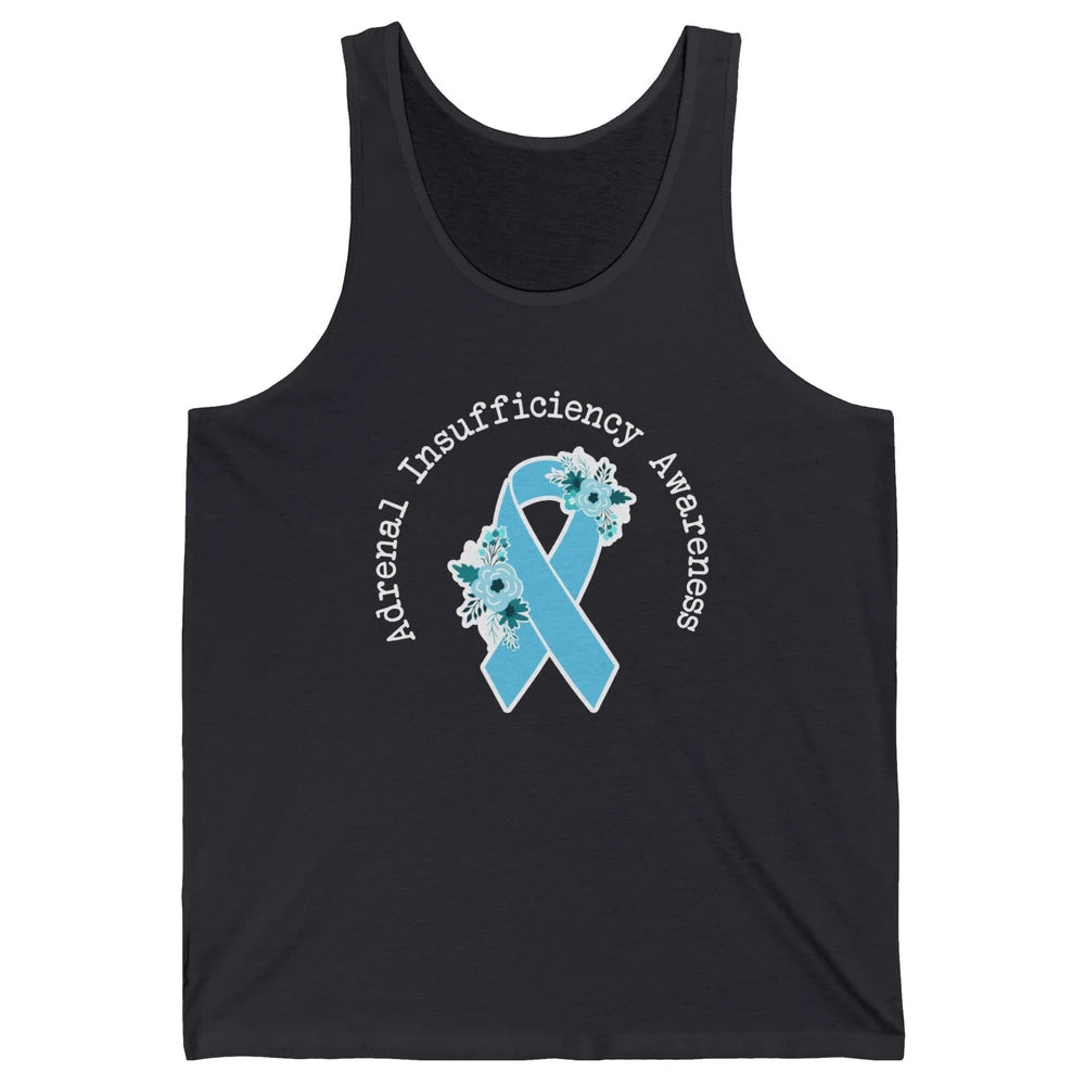 Adrenal Insufficiency Awareness Floral Light Blue Ribbon Unisex Jersey Tank
