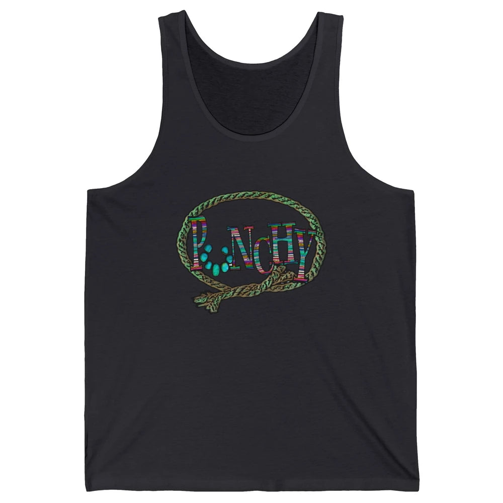 Retro Cowgirl Punchy Cowhide Turquoise Lasso Western Cowboy Unisex Jersey Tank