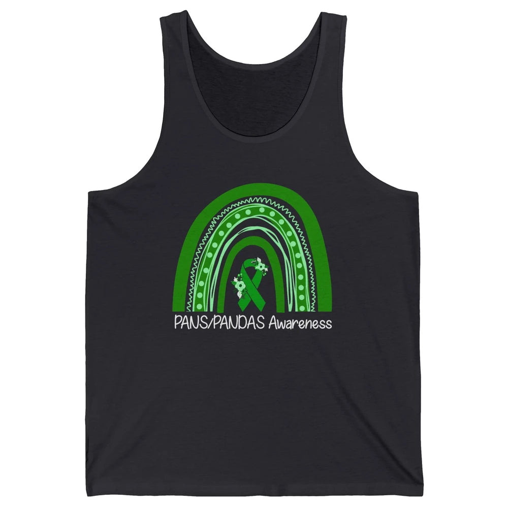 PANS/PANDAS Awareness Floral Green Ribbon Rainbow Pans Unisex Jersey Tank