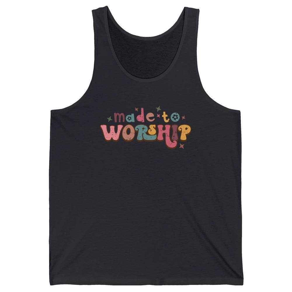 Retro Made To Worship Bible Verse Christian Religious Gift Unisex Jersey Tank