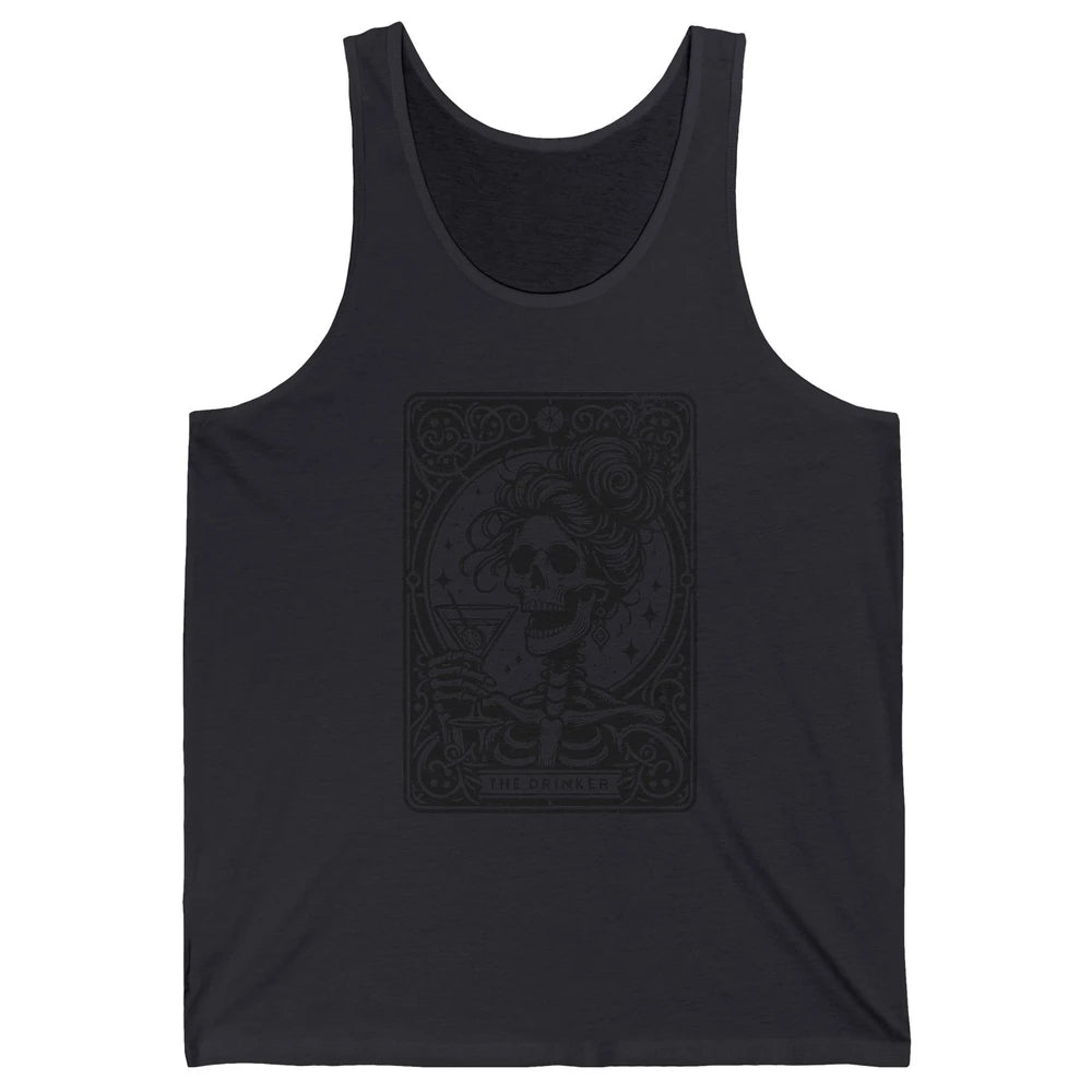 Skeleton The Drinker Tarot Card Halloween Drunk Mom Drinking Unisex Jersey Tank