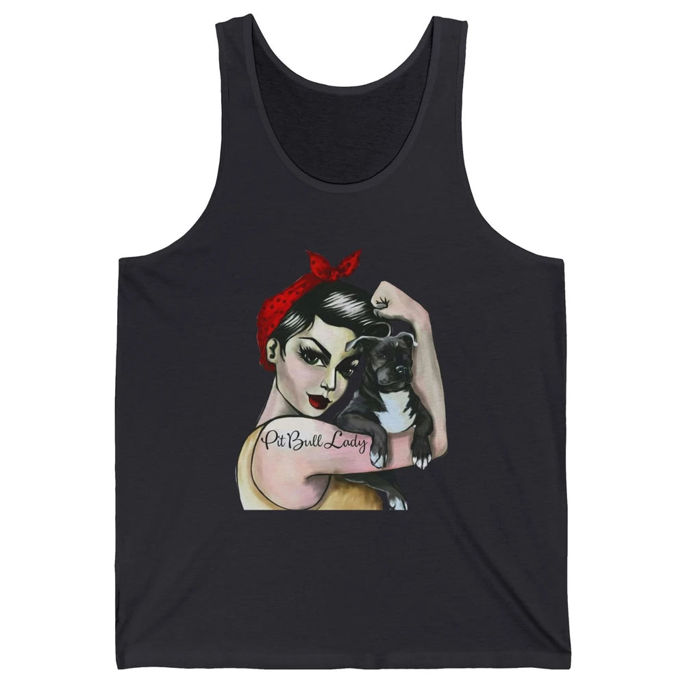 Pit Bull Lady Pit Bull Mom Dog Mom Bandana Dog Lovers Gift Unisex Jersey Tank