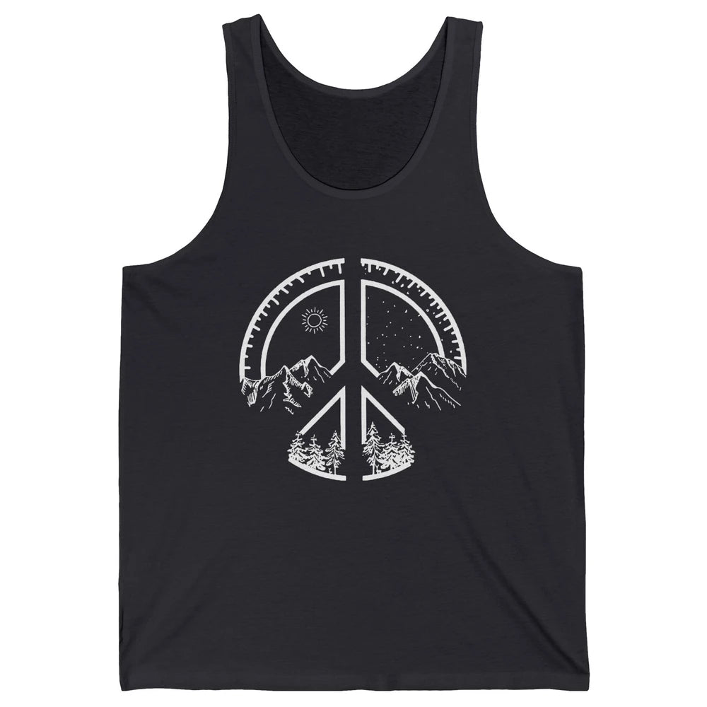 Peace Love Hiking Mountain Hikers Exploring Nature Camping Unisex Jersey Tank
