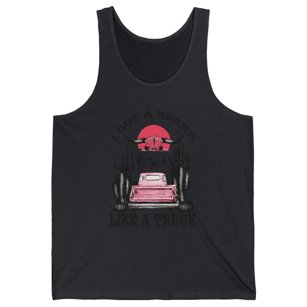 Retro Boho Bull Skull Got Heart Like A Truck Western Country Unisex Jersey Tank