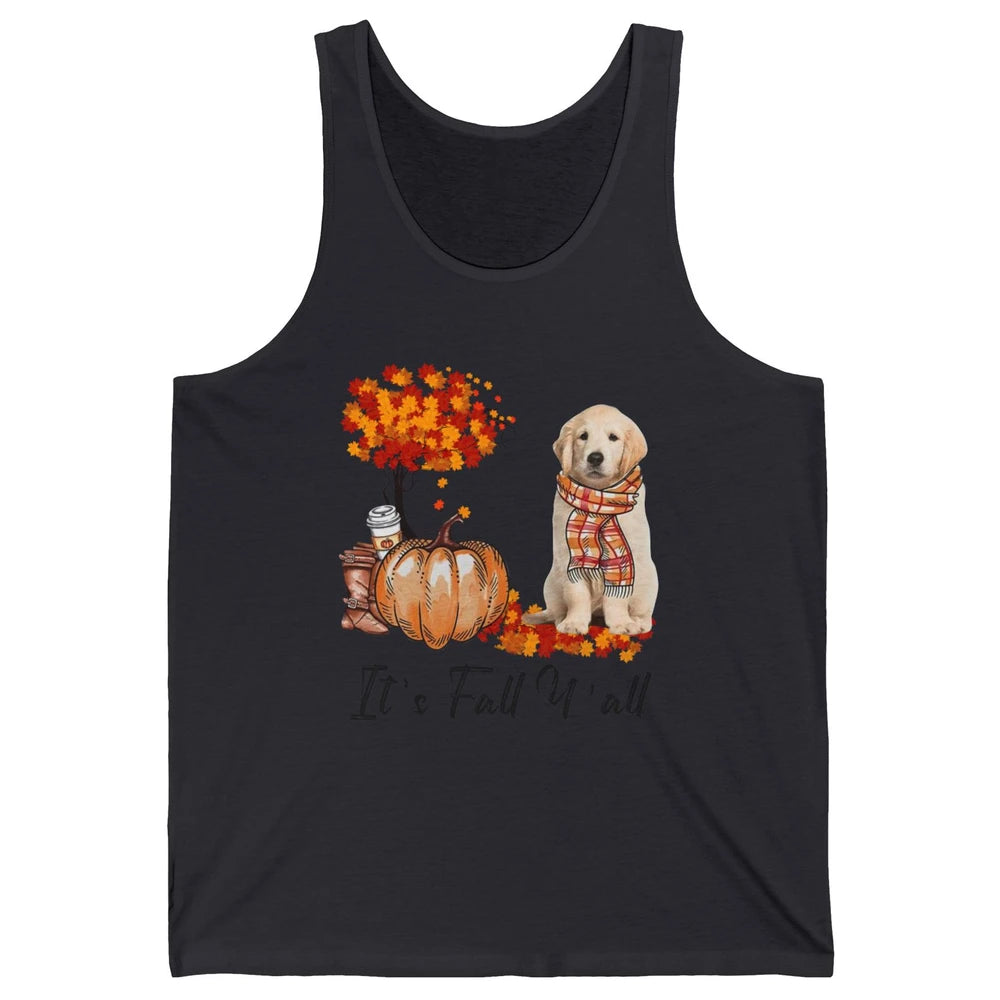 Golden Retriever Pumpkin Happy Fall Yall Autumn Thanksgiving Unisex Jersey Tank