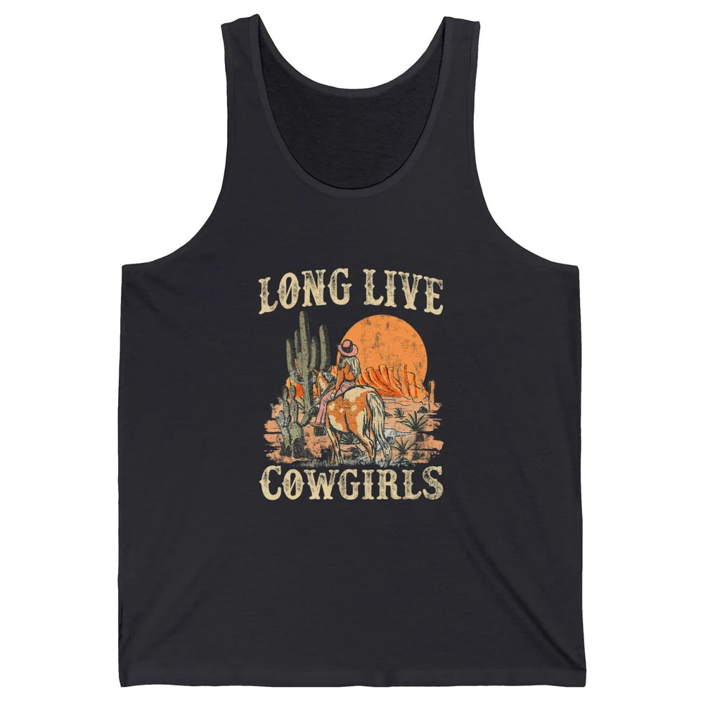 Retro Long Live Howdy Rodeo Western Desert Cowgirl Horseback Unisex Jersey Tank