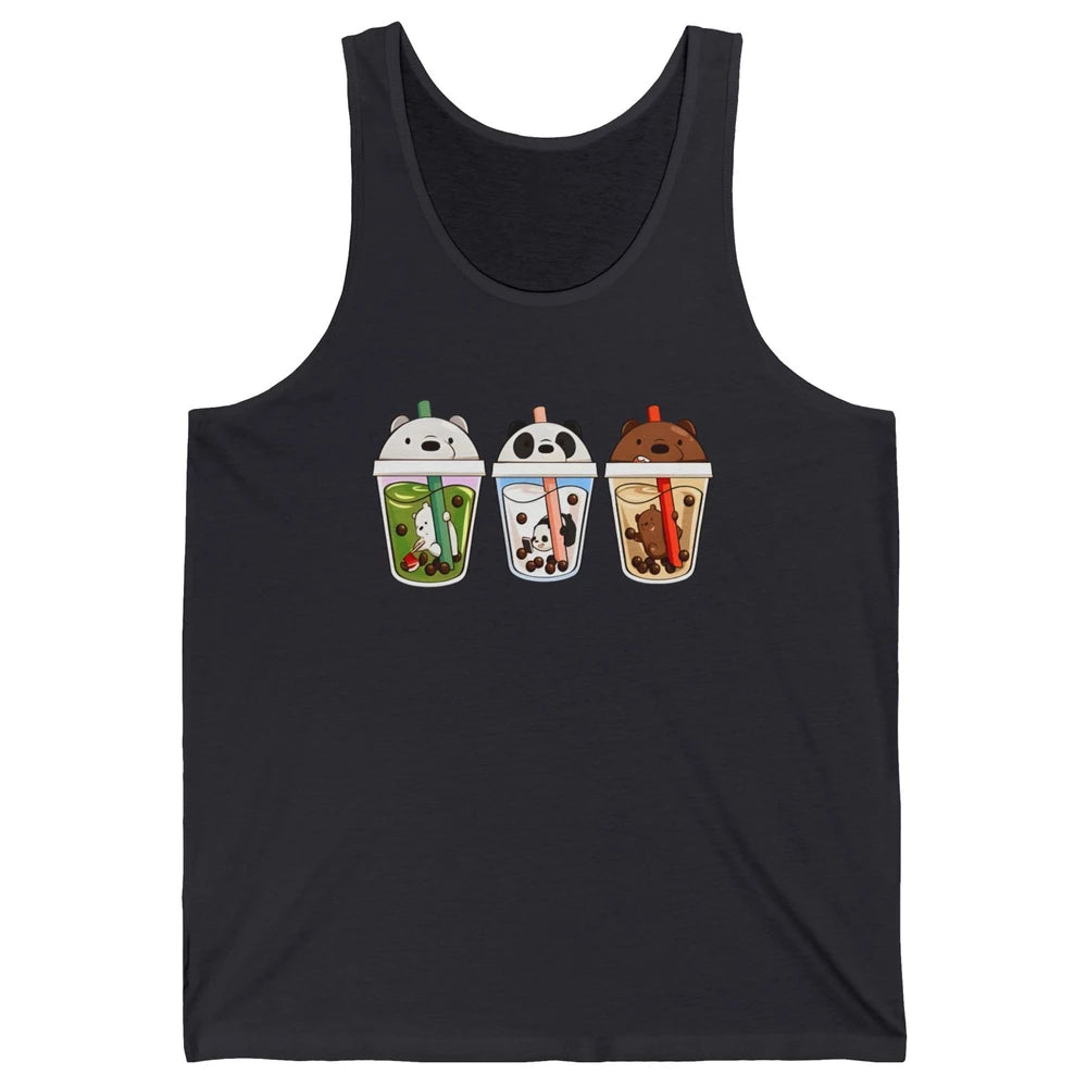 Panda Milk Tea Bears Milk Tea Animal Drinking Boba Lovers Unisex Jersey Tank