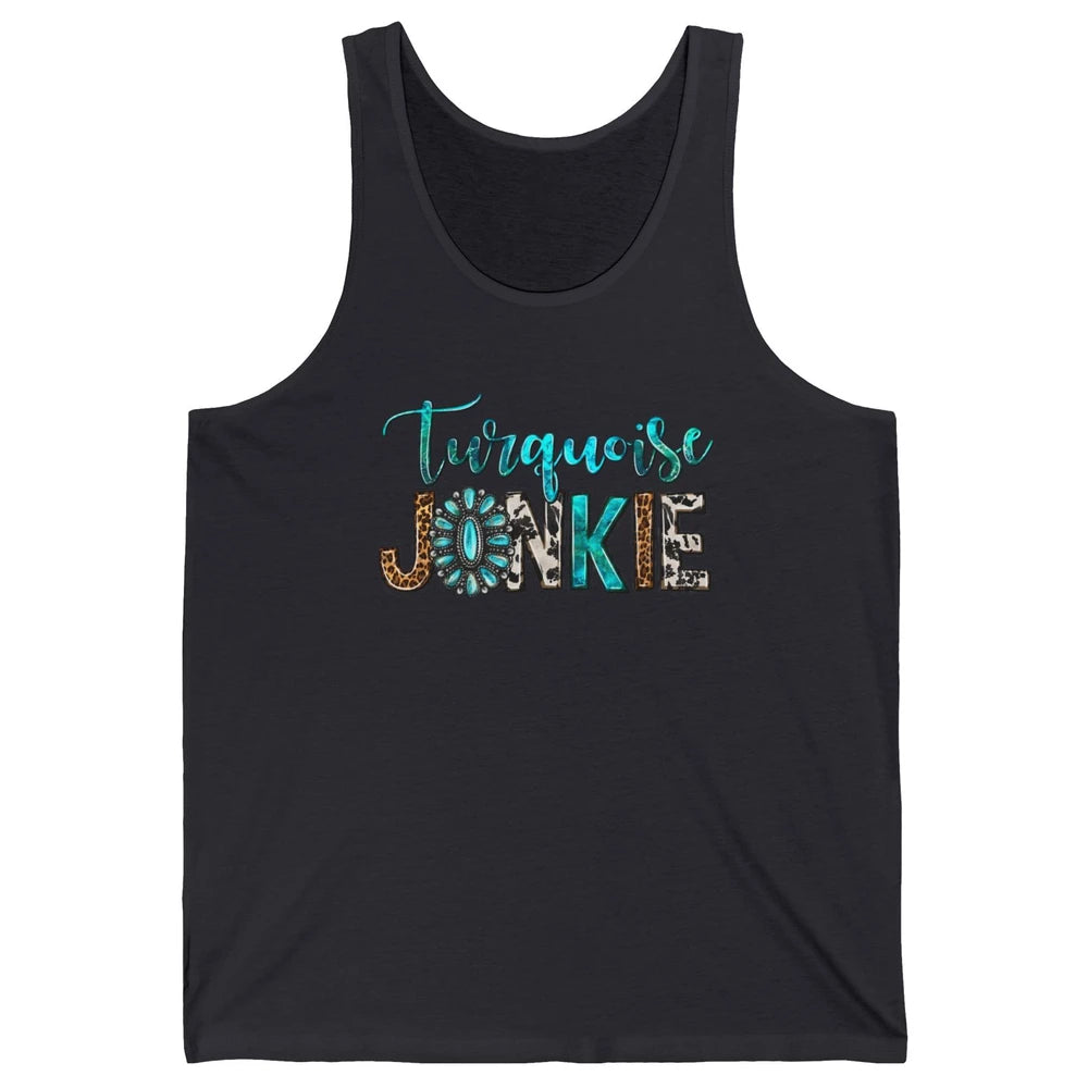 Retro Leopard Turquoise Junkie Gemstone Western Country Unisex Jersey Tank