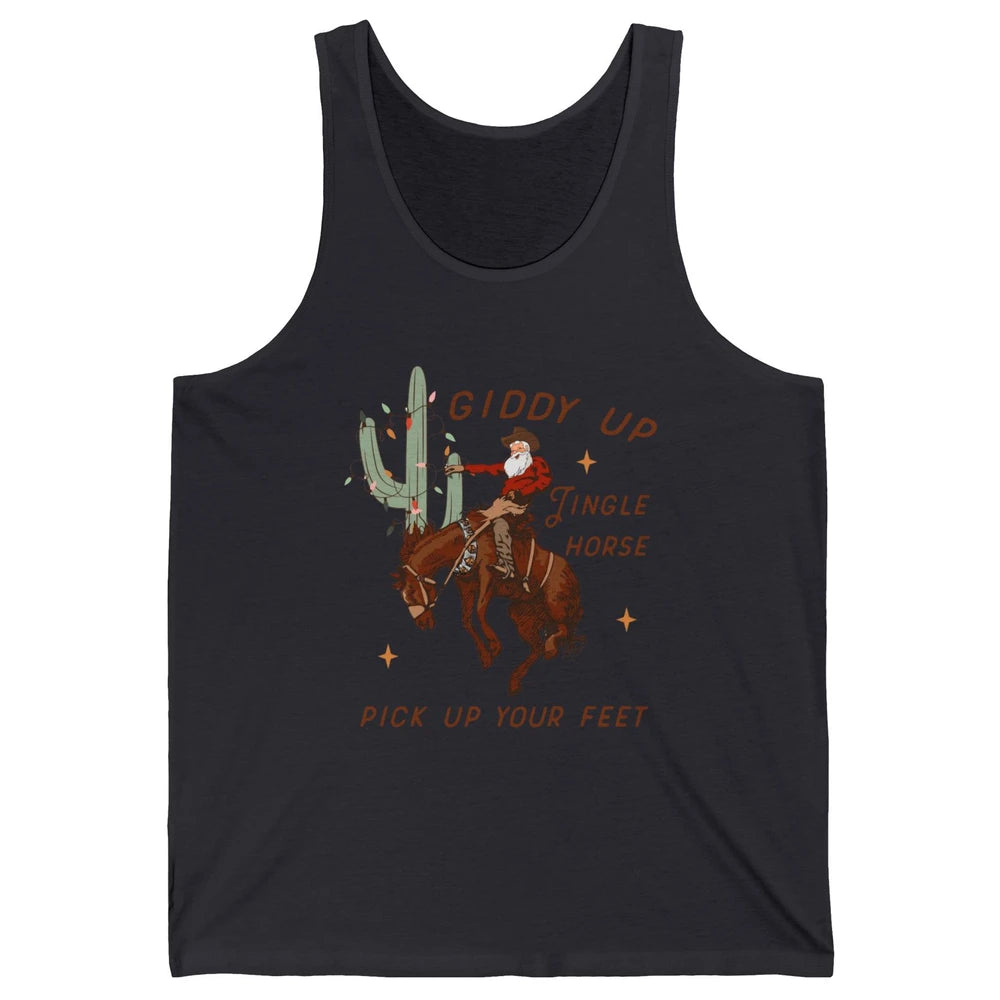 Cowboy Santa Horsing Giddy Up Jingle Horse Christmas Cactus Unisex Jersey Tank