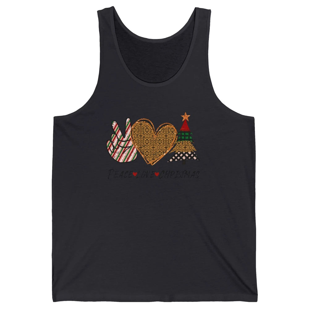 Peace Love Christmas Leopard Merry Christmas Vintage Retro Unisex Jersey Tank