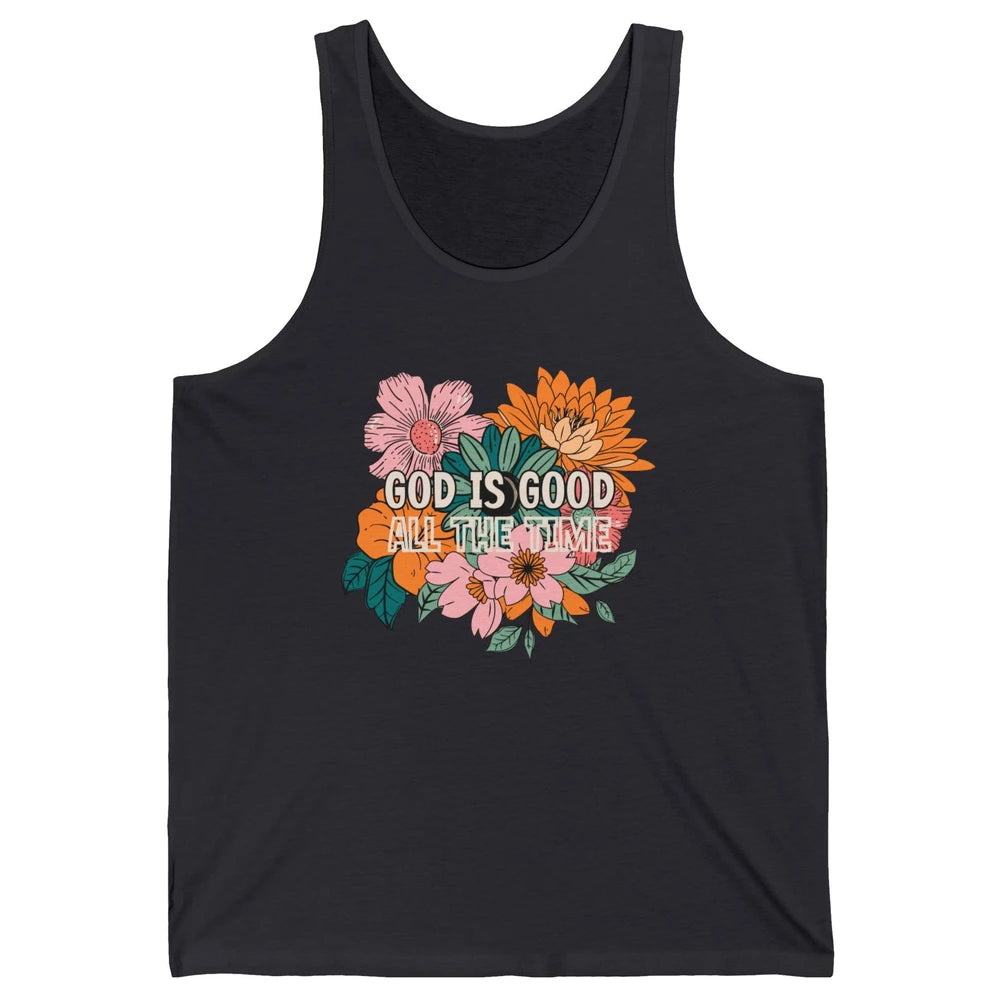 Retro God Is Good All The Time Floral Christian Bible Verse Unisex Jersey Tank