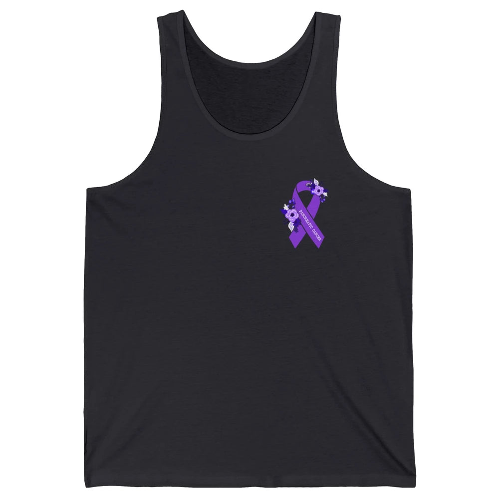 Pancreatic Cancer Awareness Floral Purple Ribbon Rainbow Unisex Jersey Tank