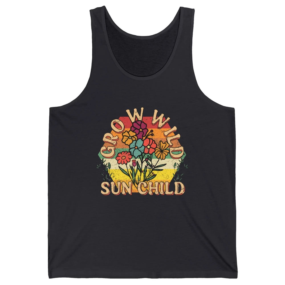 Retro Grow Wild Sun Child 70s Aesthetic Boho Western Summer Unisex Jersey Tank