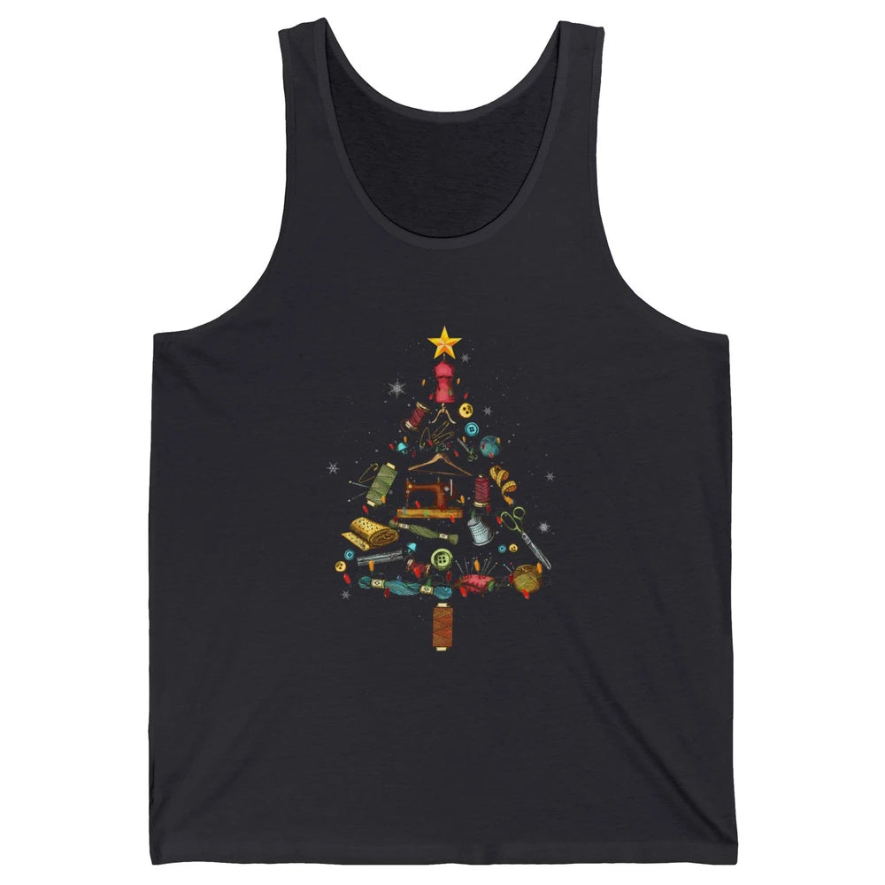 Merry Christmas Sewing Yarn Quilting Xmas Tree Sew Machine Unisex Jersey Tank