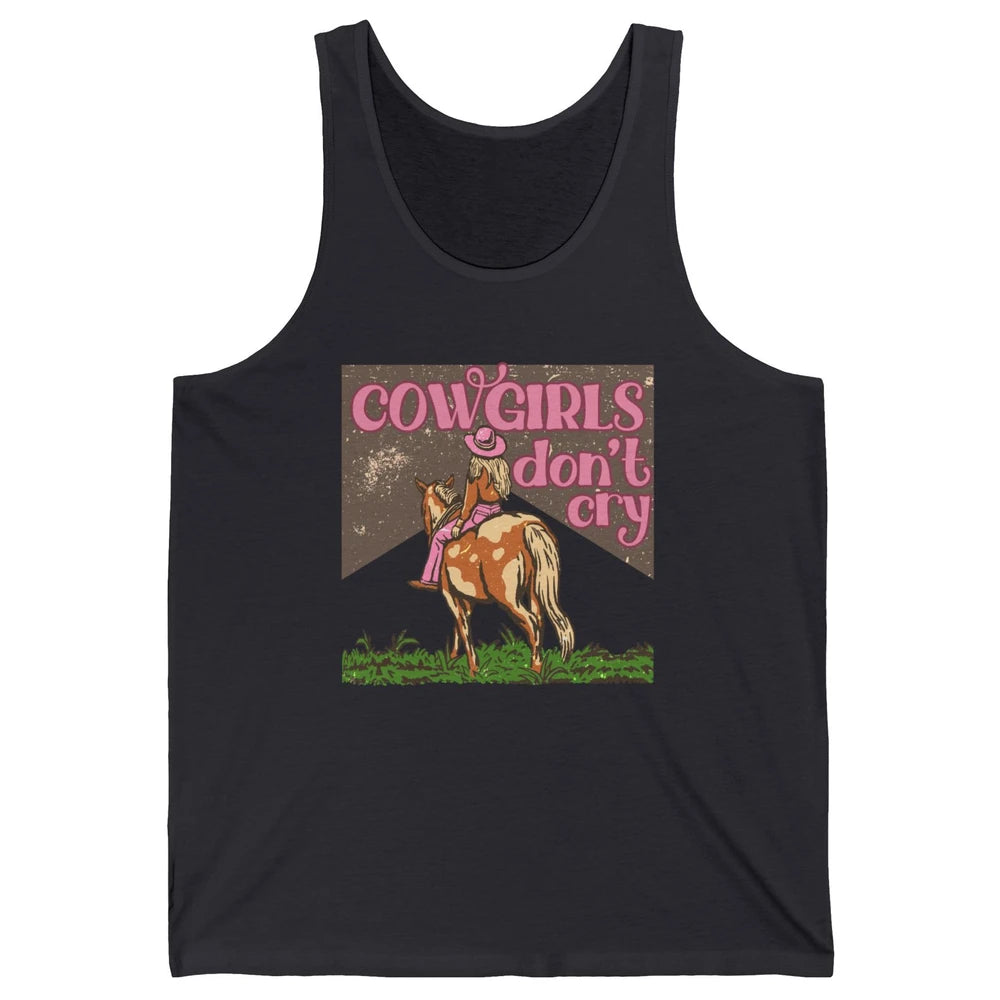 Retro Cowgirls Don't Cry Pink Horseback Rider Western Cowboy Unisex Jersey Tank