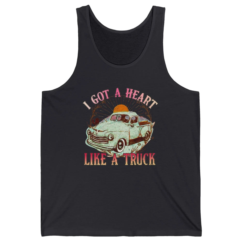 Retro Desert Sunset Truck I Got A Heart Like A Truck Western Unisex Jersey Tank