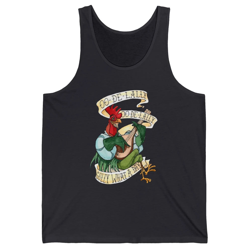 Funny Chicken Rooster Play Banjo What A Day Musician Rooster Unisex Jersey Tank