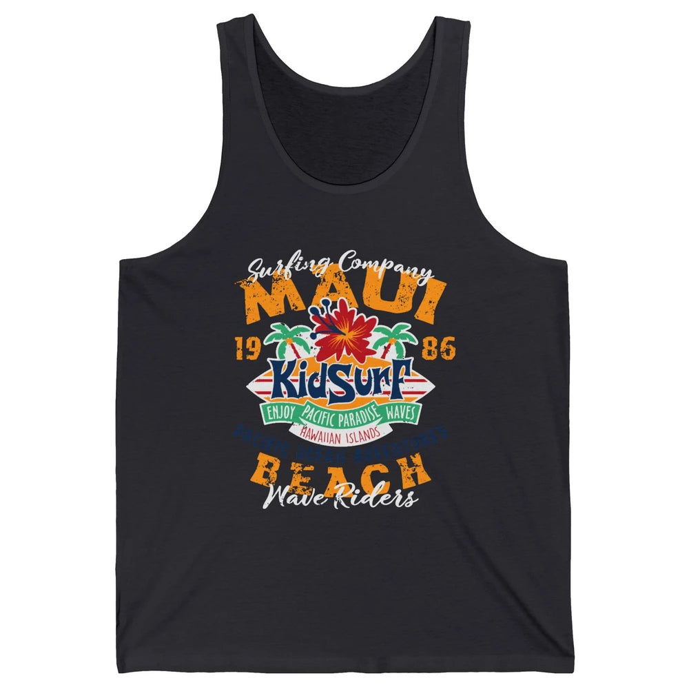 Retro Maui Island 1986 Hawaii Kid Surfing Pacific Paradise Unisex Jersey Tank
