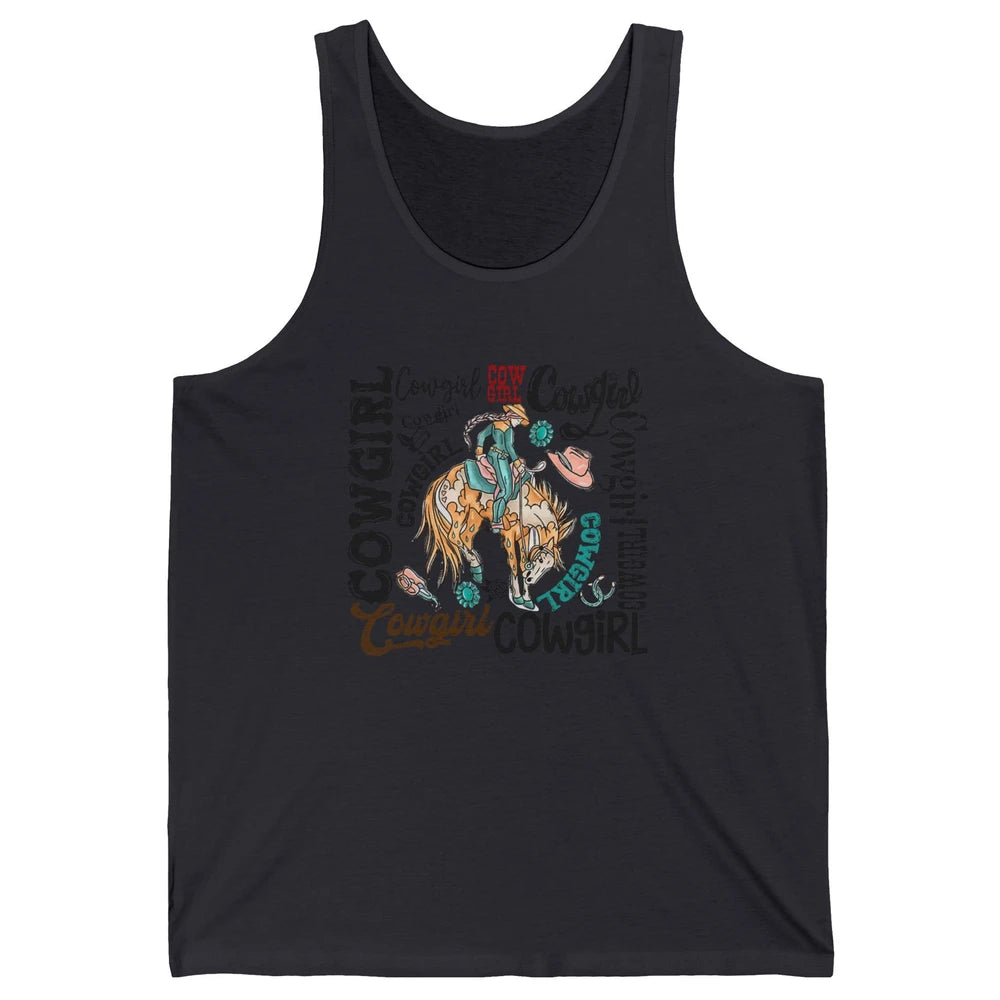 Retro Cowgirl Rodeo Wild Western Country Cowboy Hat Unisex Jersey Tank