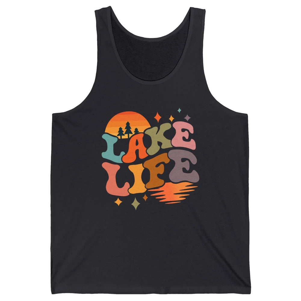 Retro Lake Life Vintage Lake Sunrise Boating Summer Trip Unisex Jersey Tank