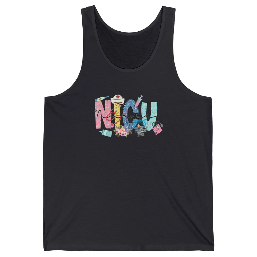 Nicu Nurse Registered Therapist Nursing Floral Leopard Care Unisex Jersey Tank