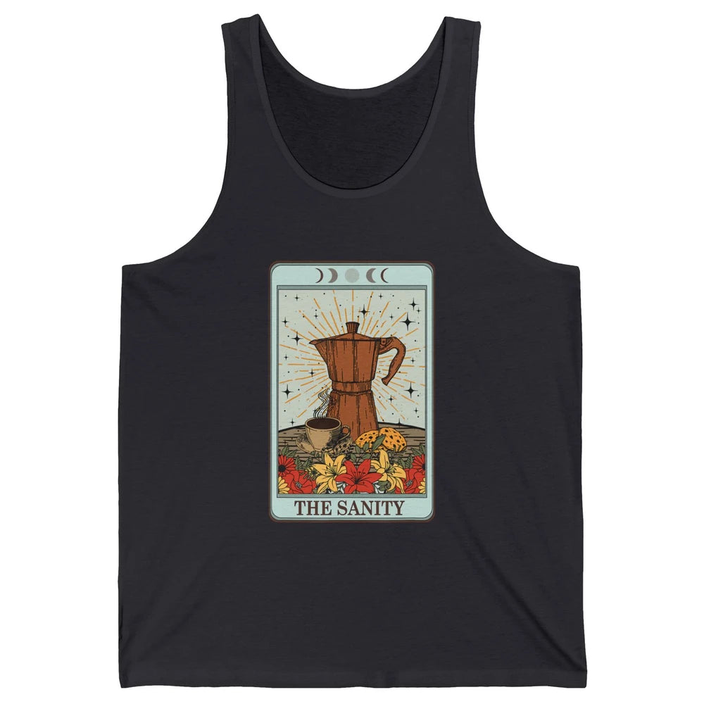 Retro Coffee Tarot Card The Sanity Floral Baker Moon Phases Unisex Jersey Tank