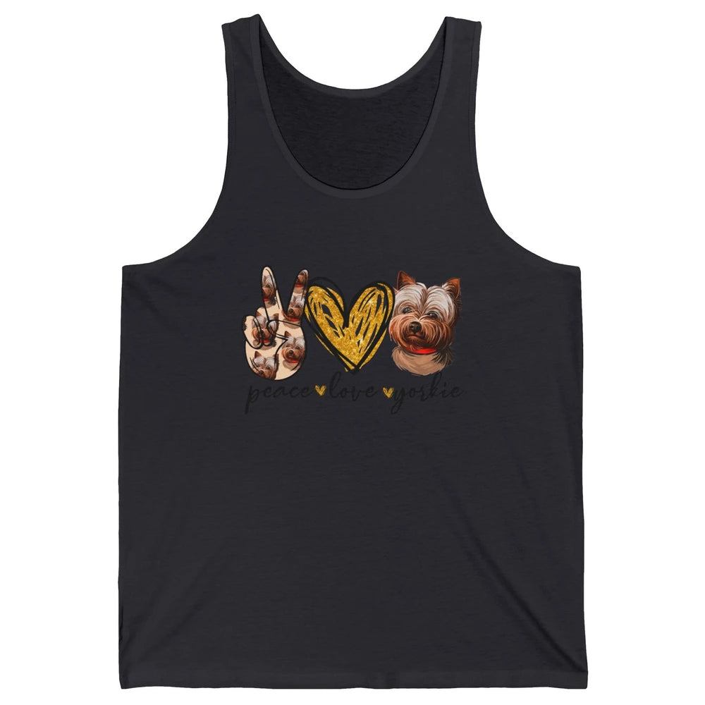 Peace Love Yorkie Dog Lovers Yorkshire Terrier Dad Mom Gift Unisex Jersey Tank