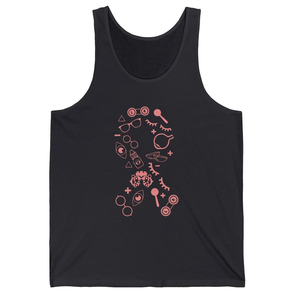 Optical Symbol Pink Ribbon Breast Cancer Support Optometrist Unisex Jersey Tank