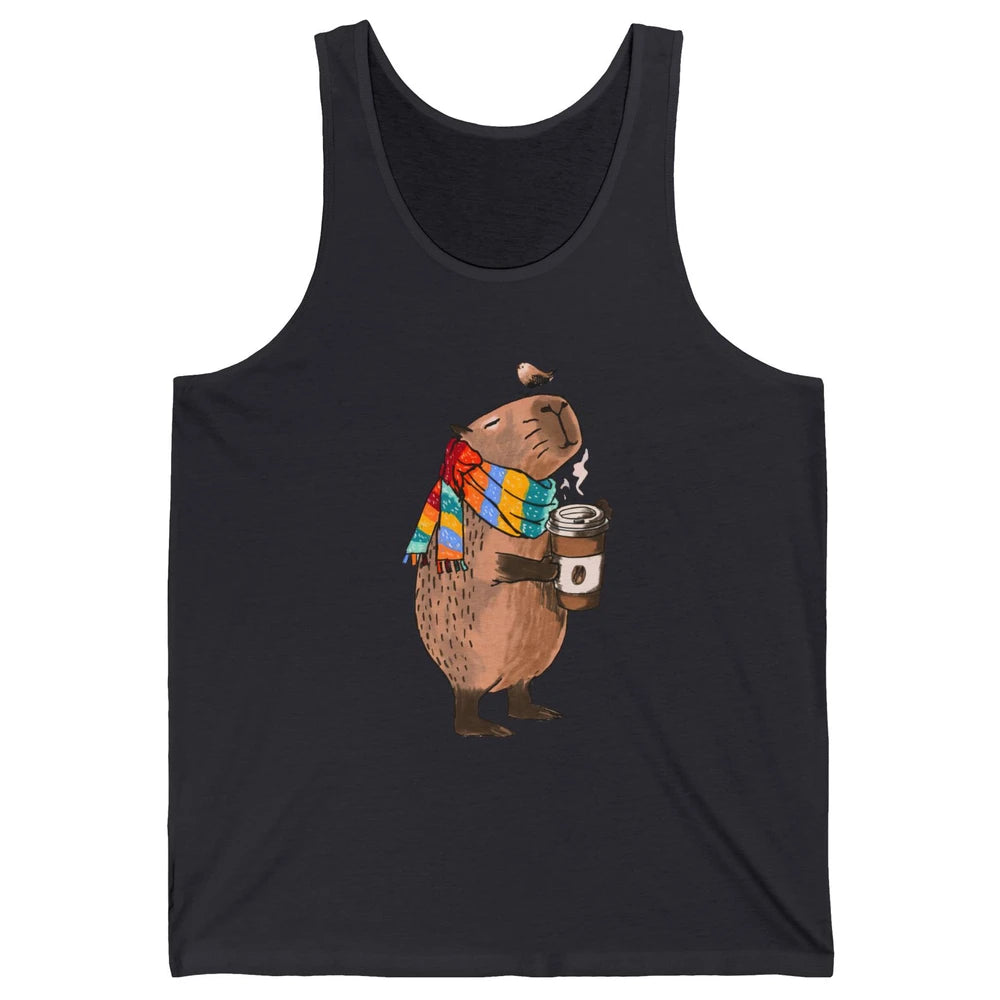 Retro Capybara Drinking Coffee Animal Stuffed Capybara Lover Unisex Jersey Tank