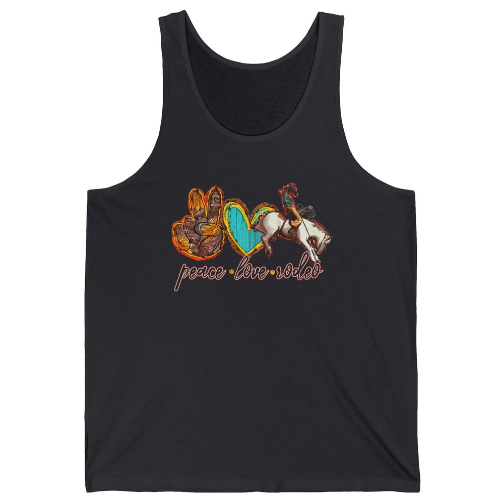 Retro Peace Love Rodeo Cowboy Boots Western Country Cowgirl Unisex Jersey Tank