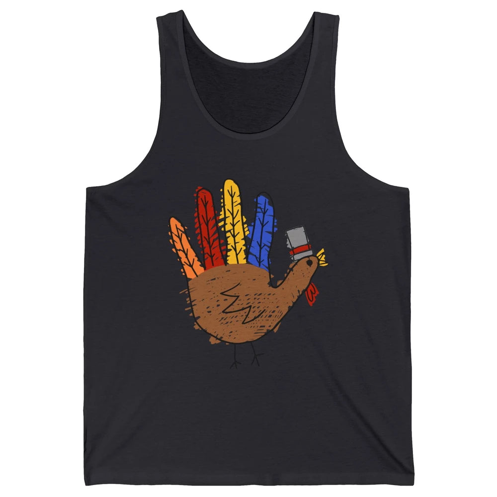 Thanksgiving Hand Turkey Funny Thanksgiving Teacher Thankful Unisex Jersey Tank