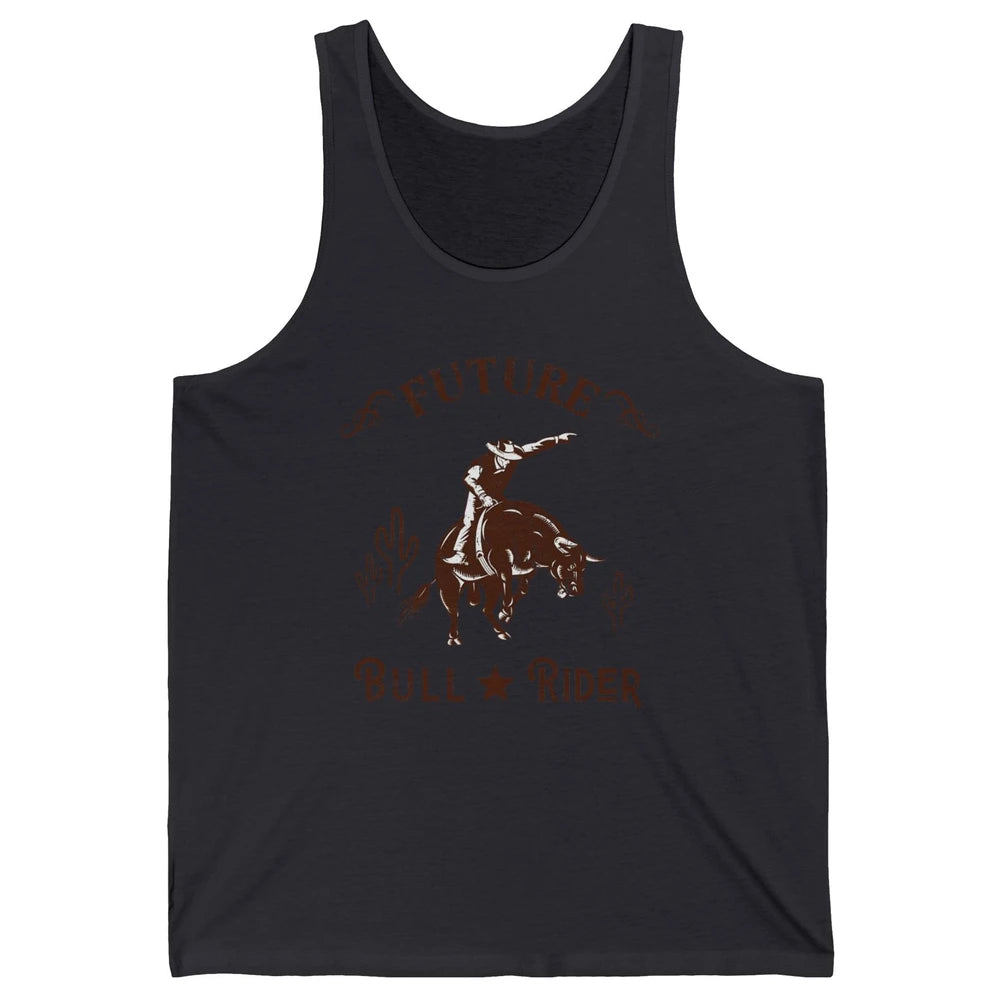 Retro Future Bull Rider Cowboy Western Country Cactus Riding Unisex Jersey Tank