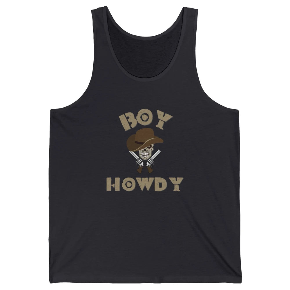Retro Boy Howdy Rodeo Cowboy Skull Vintage Western Country Unisex Jersey Tank