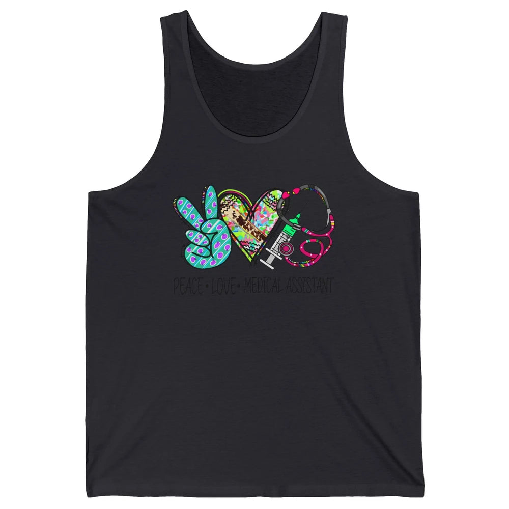 Peace Love Medical Assistant Leopard Stethoscope Nurse Life Unisex Jersey Tank