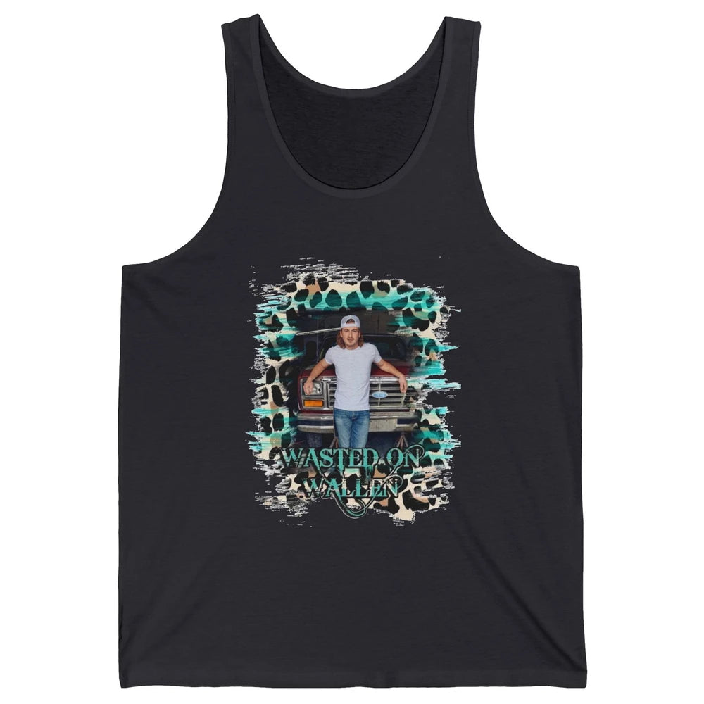 Retro Leopard Wasted On Wallen Turquoise Western Country Unisex Jersey Tank