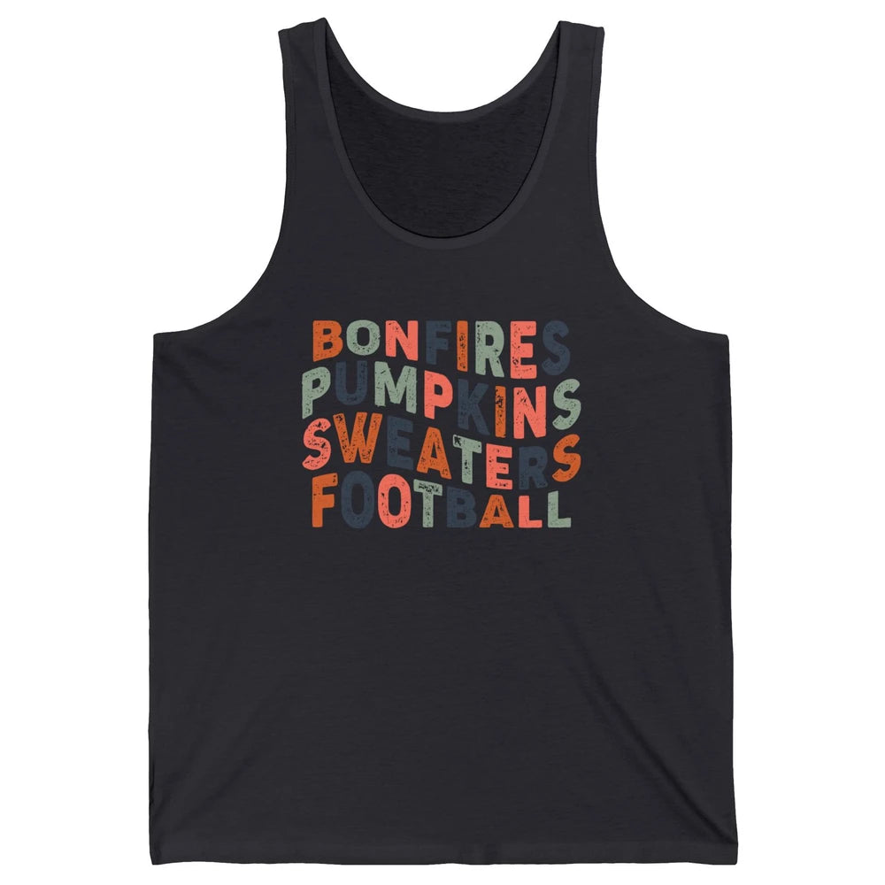 Retro Fall Bonfires Pumpkins Swaeaters Football Thanksgiving Unisex Jersey Tank