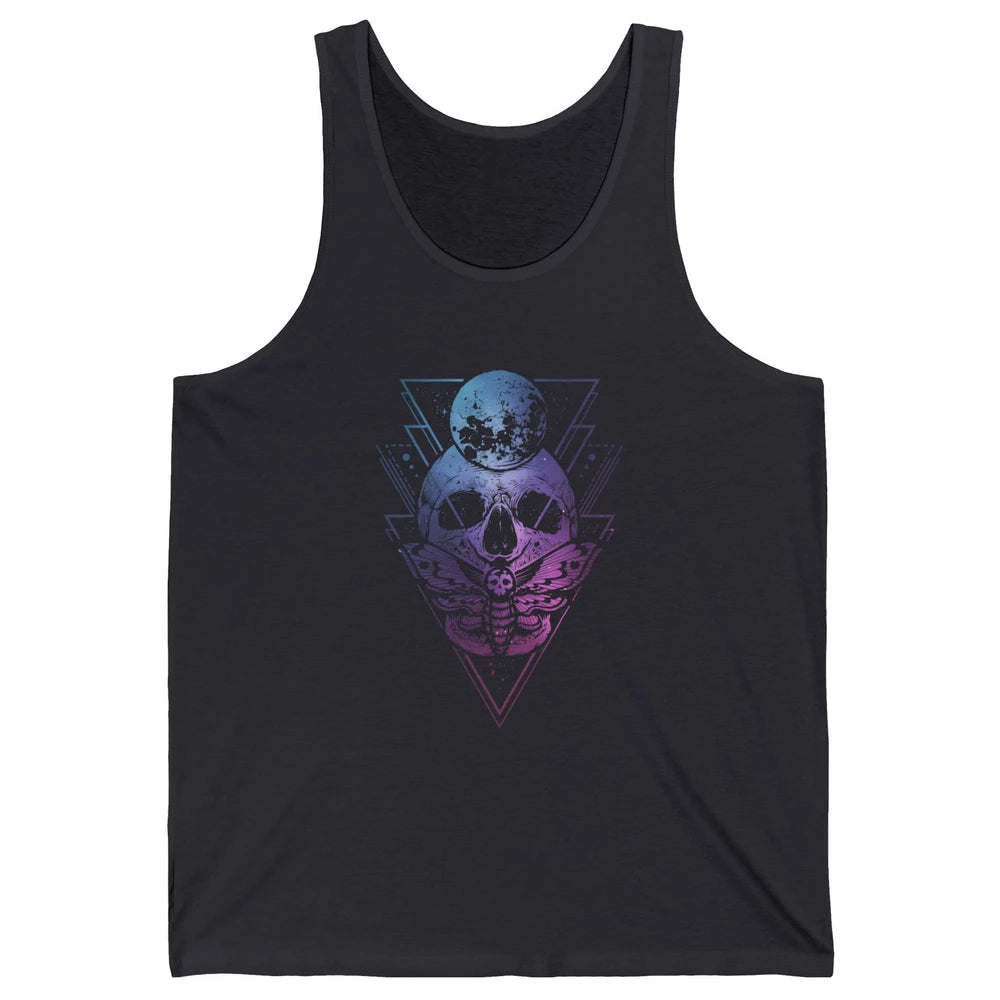 Moon Skull Wicca Crescent Lunar Moth Skeleton Halloween Goth Unisex Jersey Tank