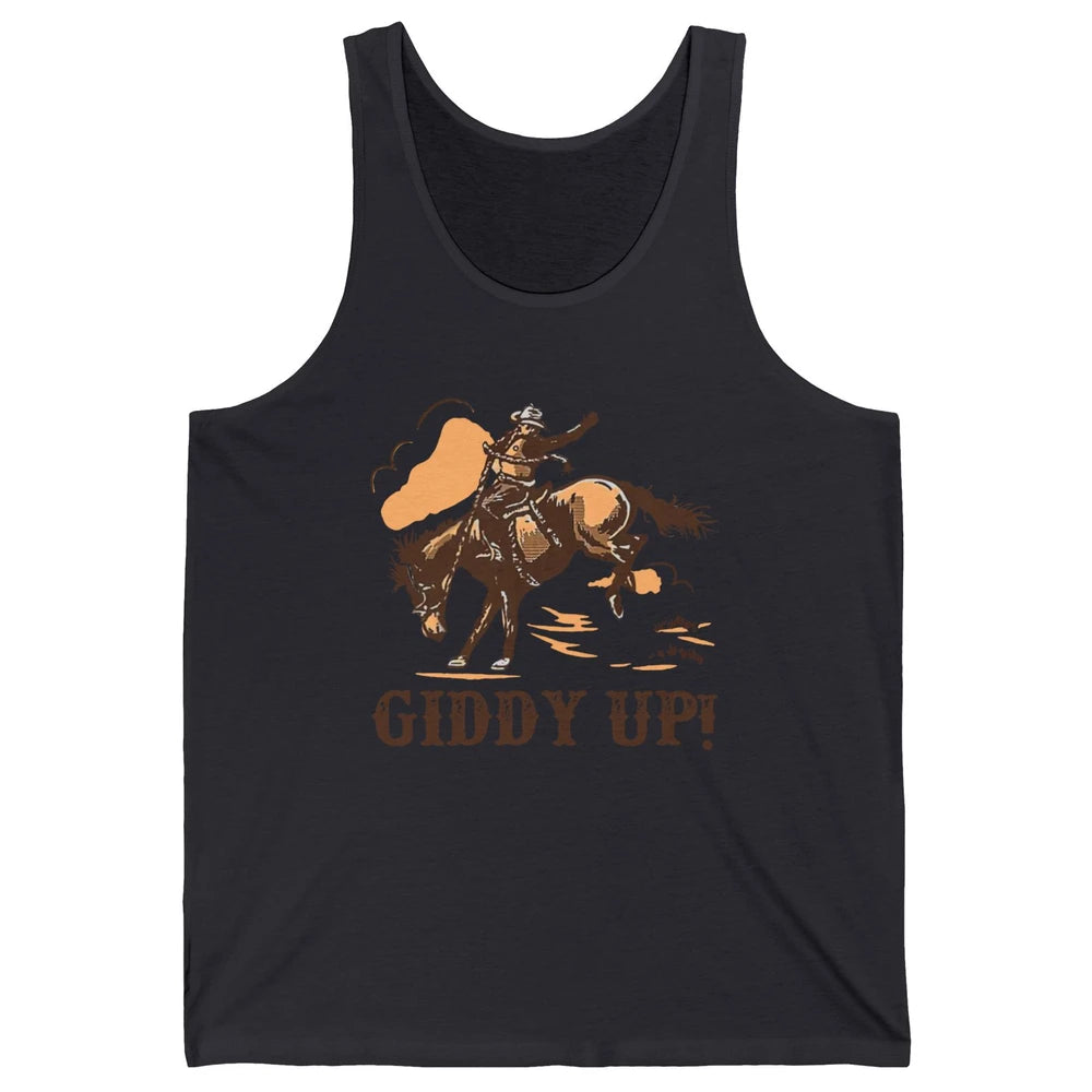 Retro Cowboy Rodeo Giddy Up Hold Your Horses Western Country Unisex Jersey Tank