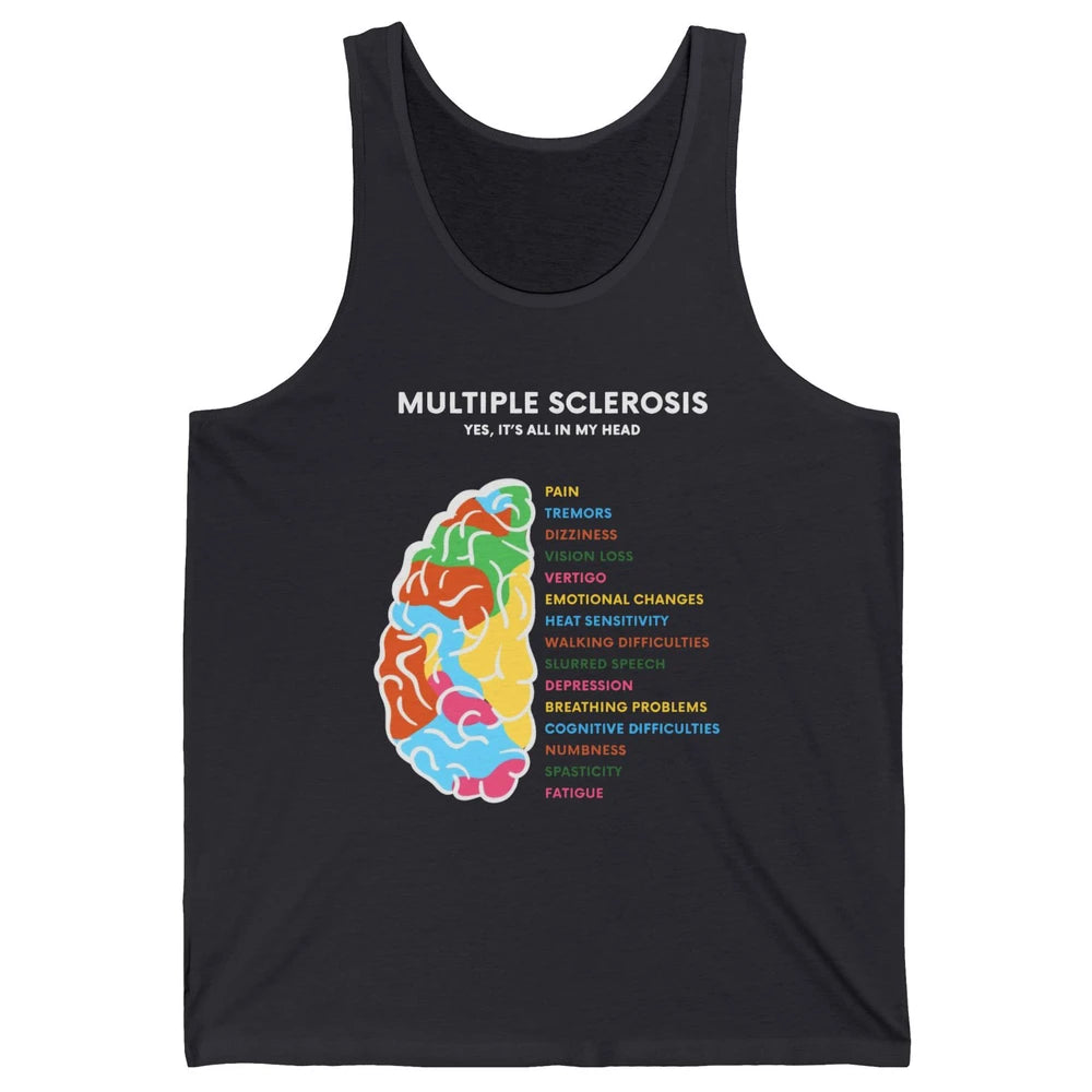 Multiple Sclerosis Awareness Its All In My Head Ms Ribbon Unisex Jersey Tank